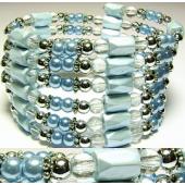 36inch Light Blue Plastic ,Glass,Magnetic Wrap Bracelet Necklace All in One Set